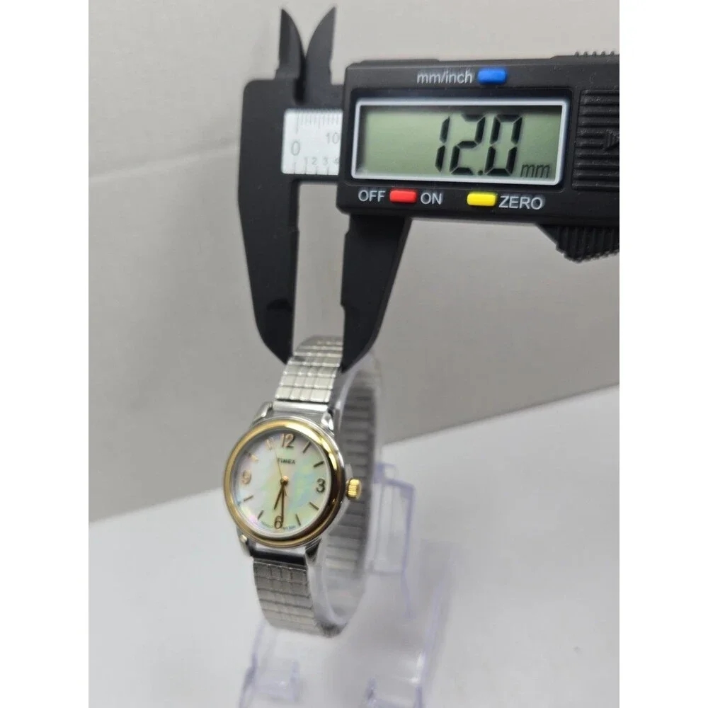 Timex T2N842 Elevated Classics MOP Indiglo 50M Two Tone Analog Watch New Battery